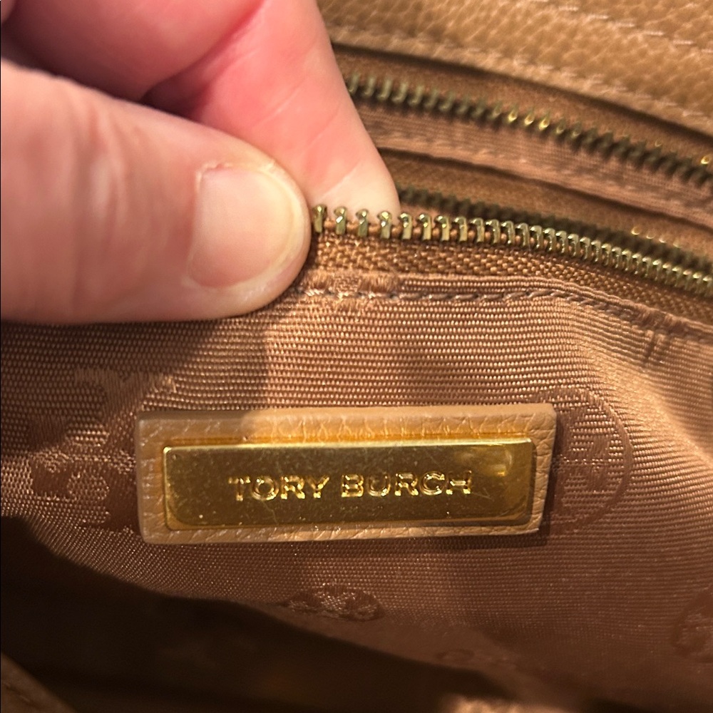 Tory Burch Brown Leather Tote with Gold Accents - Picture 2 of 13